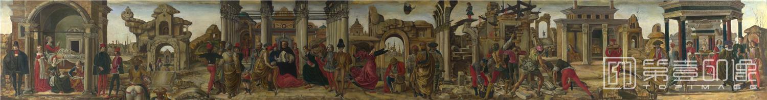 油画-大英博物馆藏画-After Francesco del Cossa (Carrine Palmieri and Rosa Falcone) - Scenes from the Life of Saint Vin-0083